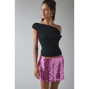 Urban Outfitter UO Olivia Paillette Sequin Low Rise Mico Mini Skirt M NEW 283390